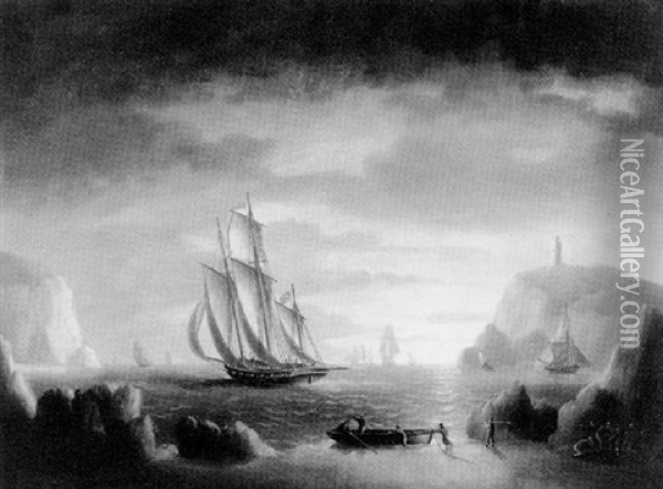 A Pirate Schooner Making Sail Oil Painting - Thomas Buttersworth