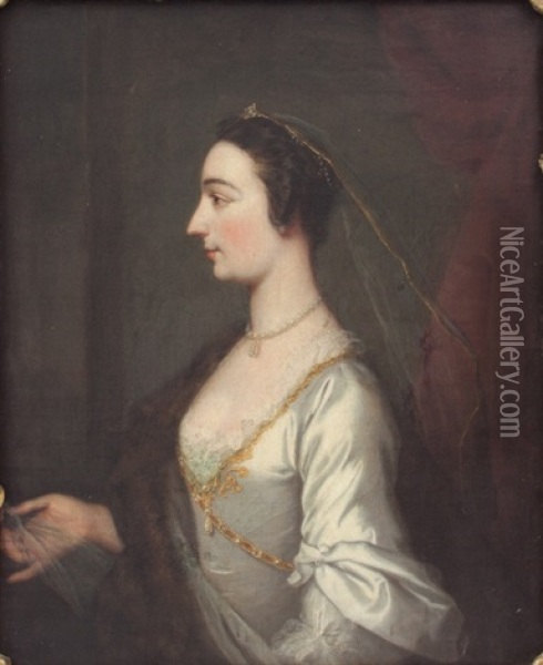 Portrait Of A Lady In Profile Oil Painting - Thomas Bardwell