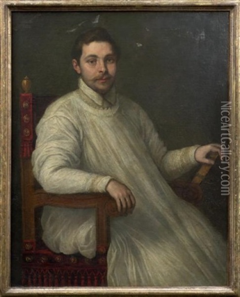 Portrait D'homme Assis Tenant Un Livre Oil Painting - Leandro da Ponte Bassano