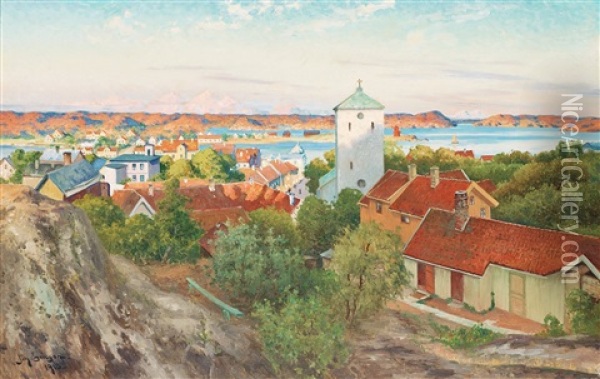 View Over Marstrand Oil Painting - Johan Ericson