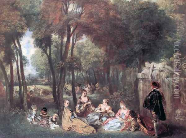 The Champs of Élyssées Oil Painting - Jean-Antoine Watteau