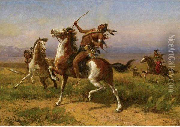 Warring Tribes Oil Painting - William de la Montagne Cary