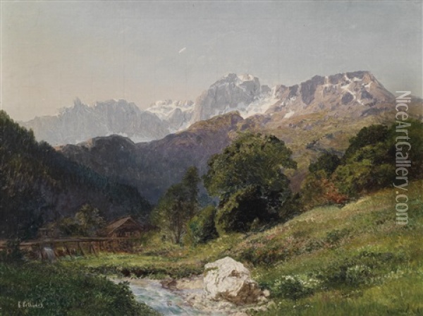 Aus Den Grodner Dolomiten Oil Painting - Konrad Petrides