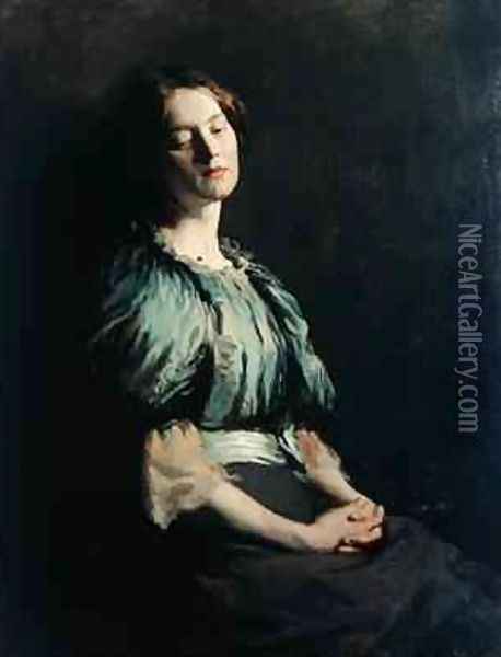 Portrait of a Girl Wearing a Green Dress, 1899 Oil Painting - Sir William Newenham Montague Orpen
