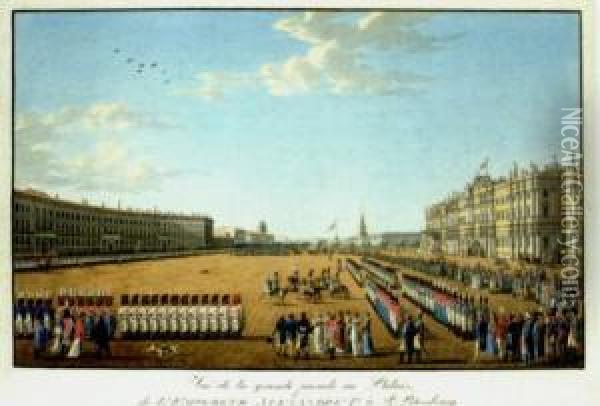Grande Parade Au Palais De L'empereur Alexandre Ier Oil Painting - Benjamin Patersson