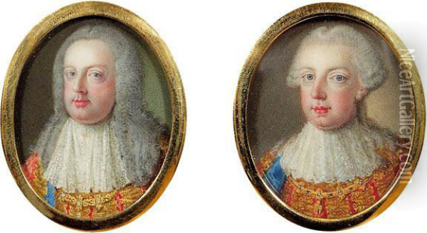 Miniaturenpaar: Kaiser Franz I. Stefan Und Kaiser Joseph Ii. Oil Painting - Antonio Bencini