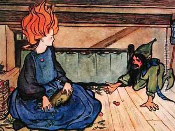 Kobold illustration for the tale Marigold Mary Oil Painting - Florence Harrison
