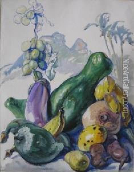 Puerto Rican Fruit Oil Painting - Henry George Keller