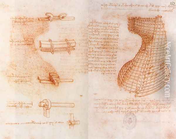 Double manuscript page on the Sforza monument c. 1493 Oil Painting - Leonardo Da Vinci