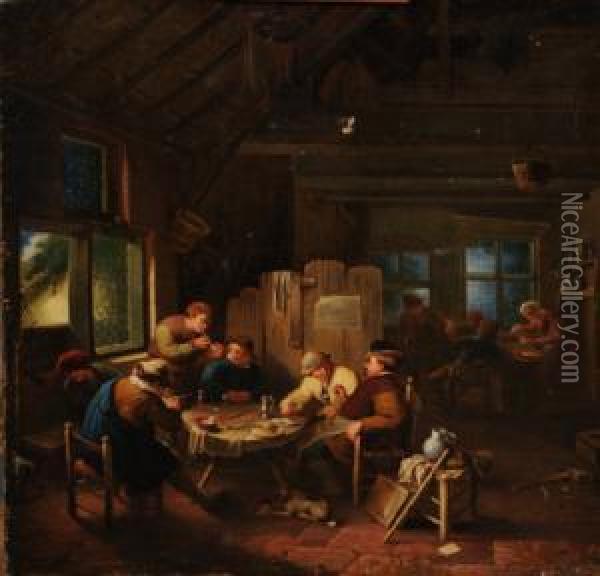 Tavern Interior. Oil Painting - David The Younger Teniers