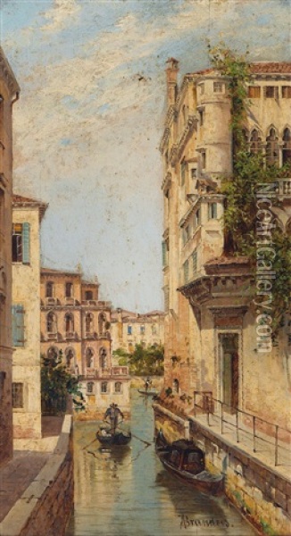 Canal In Venice Oil Painting - Antonietta Brandeis