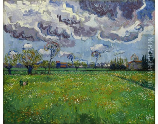 Paysage Sous Un Ciel Mouvemente Oil Painting - Vincent Van Gogh