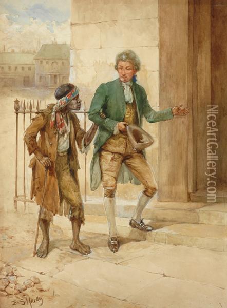 Gentleman And Beggar Oil Painting - Evelyn Stuart Hardy