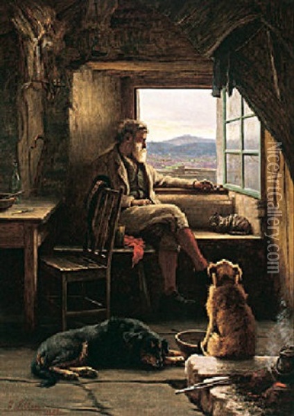 Crofter At The Window Oil Painting - Charles Sillem Lidderdale