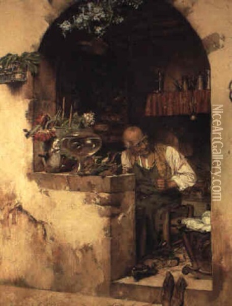 Le Cordonnier Oil Painting - Edouard (John) Menta