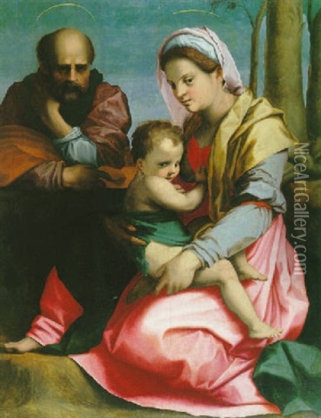 La Sainte Famille Oil Painting - Jacopo del Conte