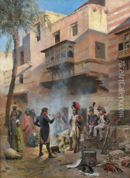 Le Cantonnement Des Soldats De Bonaparte En Egypte Oil Painting - Maurice Henri Orange