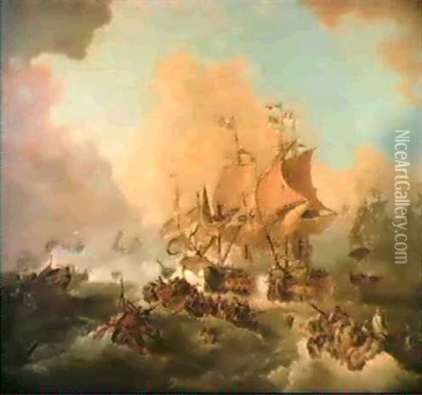 The Battle Of Ushant, The Glorious First Of June, 1794, Showing Lord Howes' Flagship 
