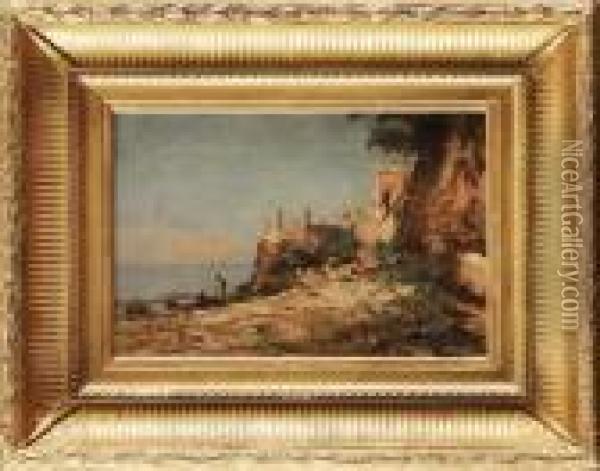 Pecheurs Au Pied D'une Villa Mediterraneenne Oil Painting - Adolphe Appian