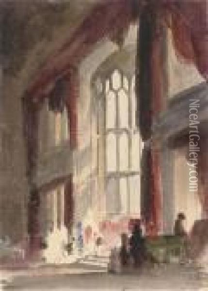 The Great Hall At Fawsley Oil Painting - Harriet Cheney