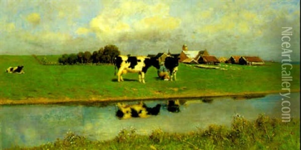 Weidelandschaft Oil Painting - Franz Leo Ruben
