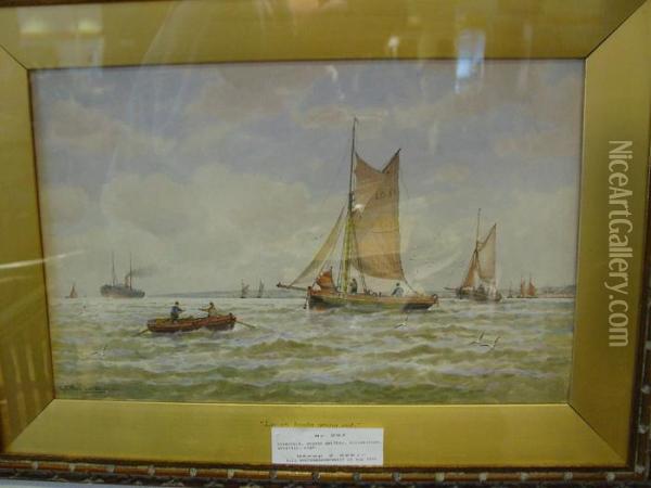 Leigh Boats Going Out. Oil Painting - George Stanfield Walters