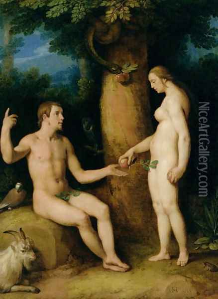 Adam and Eve, 1622 Oil Painting - Cornelis Cornelisz Van Haarlem