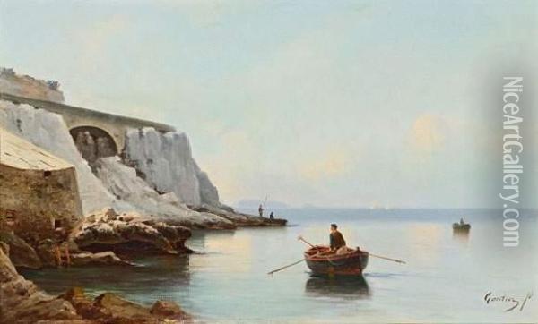 Pecheur En Bord De Mer. Oil Painting - Louis Francois Gautier