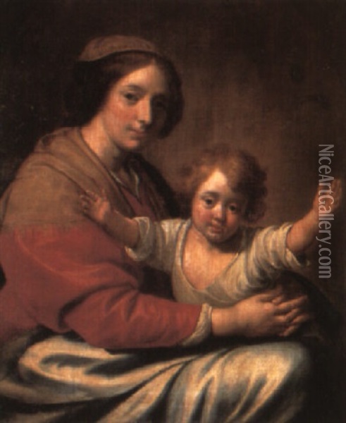 A Mother And Child Oil Painting - Erasmus Quellinus II