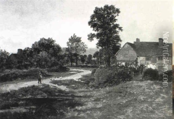 A Surrey Cottage Oil Painting - Leopold Rivers