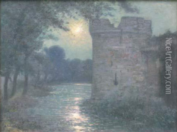 Vue Nocturne D'un Chateau Oil Painting - Arsene Chabanian