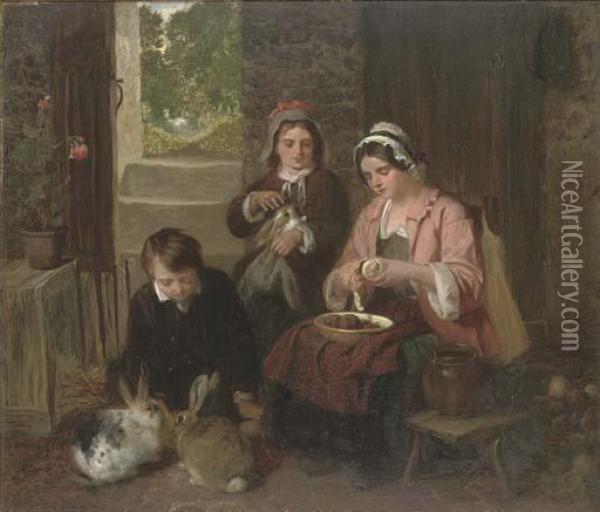 Preparing The Meal Oil Painting - Joseph Vincent Gibson