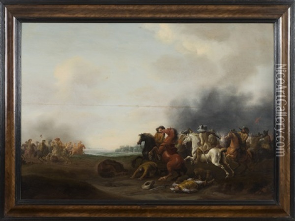 Combat De Cavaliers Oil Painting - Jan Jacobsz van der Stoffe
