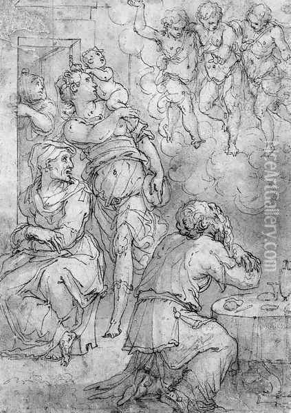 Abraham and the Three Angels Oil Painting - Giorgio Vasari