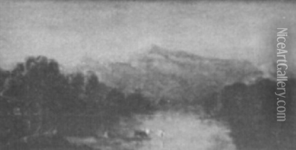 Mt Washington From The Saco River Oil Painting - Sanford Robinson Gifford