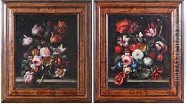 Nature Morte Au Bouquet De Fleurs Sur Un Entablement Oil Painting - Simon Pietersz. Verelst