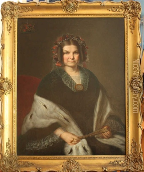 Portrait De Dame Oil Painting - Fritz Hickmann