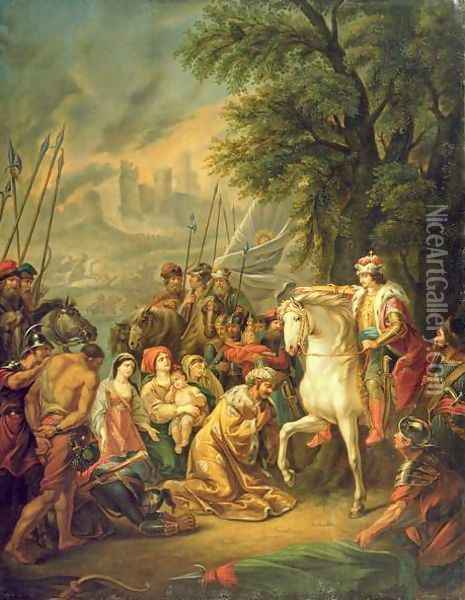 Tsar Ivan IV 1530-84 Conquering Kazan in 1552, 1800s Oil Painting - Grigoriy Ivanovich Ugryumov