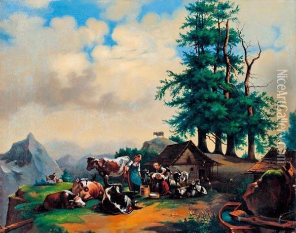 Piheno Joszagok Oil Painting - Friedrich Gauermann