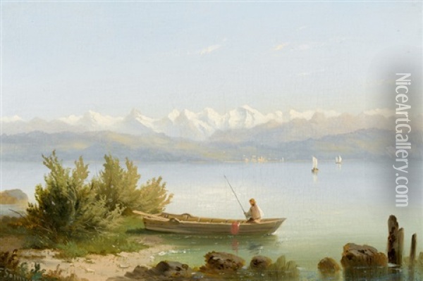 Thunersee Mit Berner Alpenpanorama Oil Painting - Ferdinand Sommer