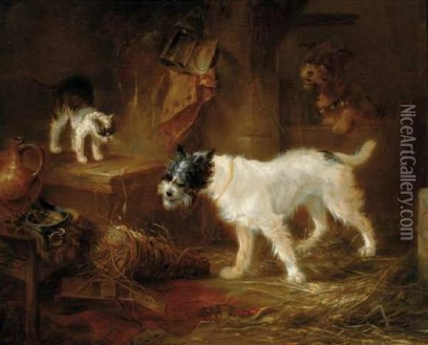 Tafereel Met Honden En Kat Oil Painting - Zacharias Noterman