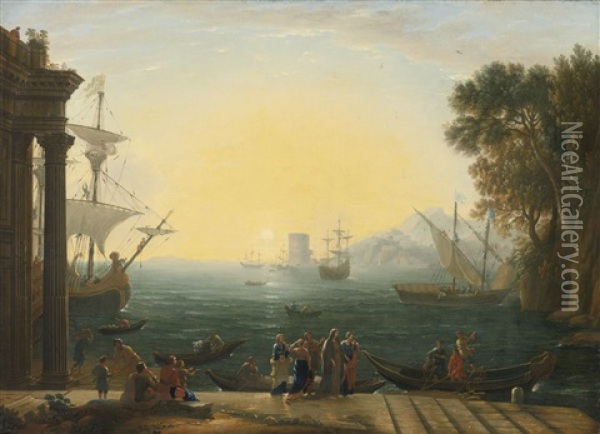 The Embarkation Of St. Paula Oil Painting - Claude Lorrain