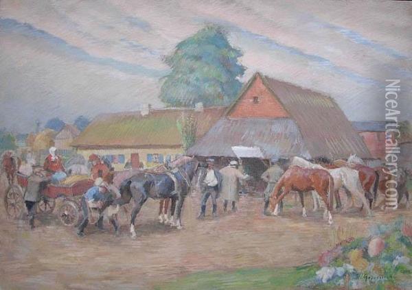 Dzien Targowy Oil Painting - Wladyslaw Goscimski