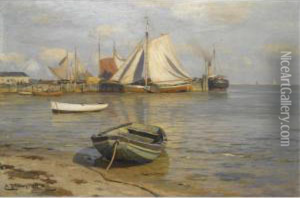 Harbour Scene Oil Painting - Eugene Gustav Ducker