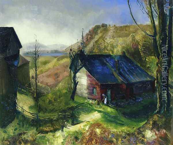 Mountain Farm Oil Painting - George Wesley Bellows