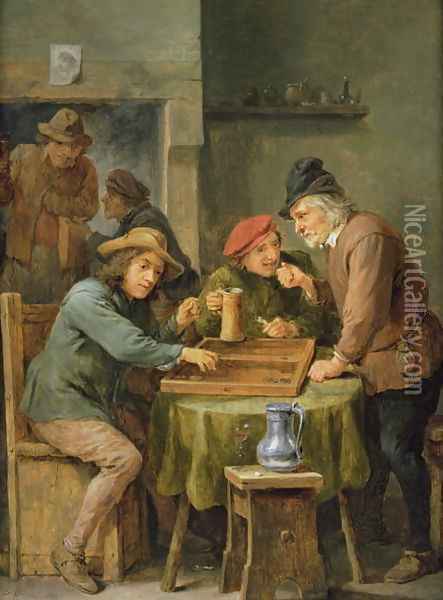 The Game of Backgammon, 1670 Oil Painting - David The Younger Teniers