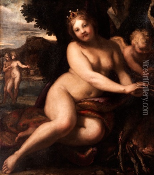 Sine Cerere Et Baccho Friget Venus (ohne Ceres Und Bacchus Friert Venus) Oil Painting - Pietro (Libertino) Liberi