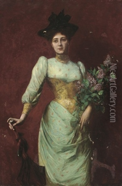 Portrait Of Violet Schiff, Ne Beddington Oil Painting - Georges Van den Bos