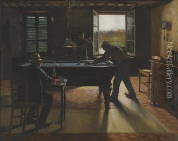 A Game Of Billiards Oil Painting - William Henry Bartlett