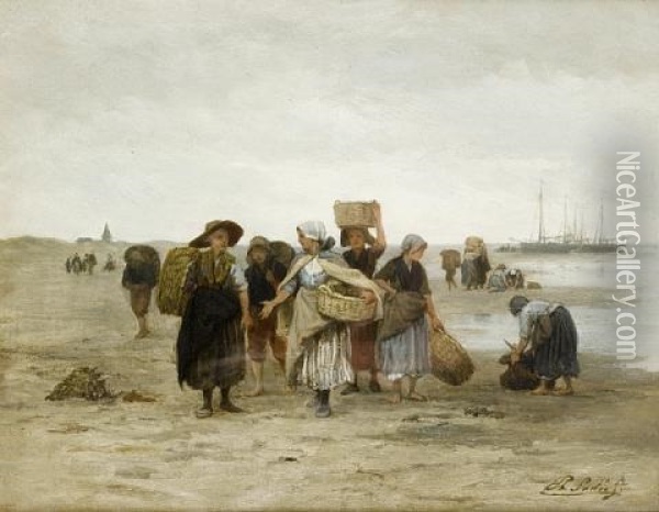 Bringing In The Catch Oil Painting - Philip Lodewijk Jacob Frederik Sadee